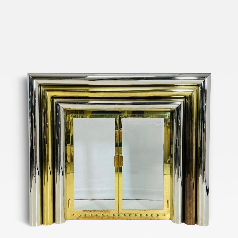 Sandro Petti Brass Chrome Fireplace Surround in the style of Sandro Petti