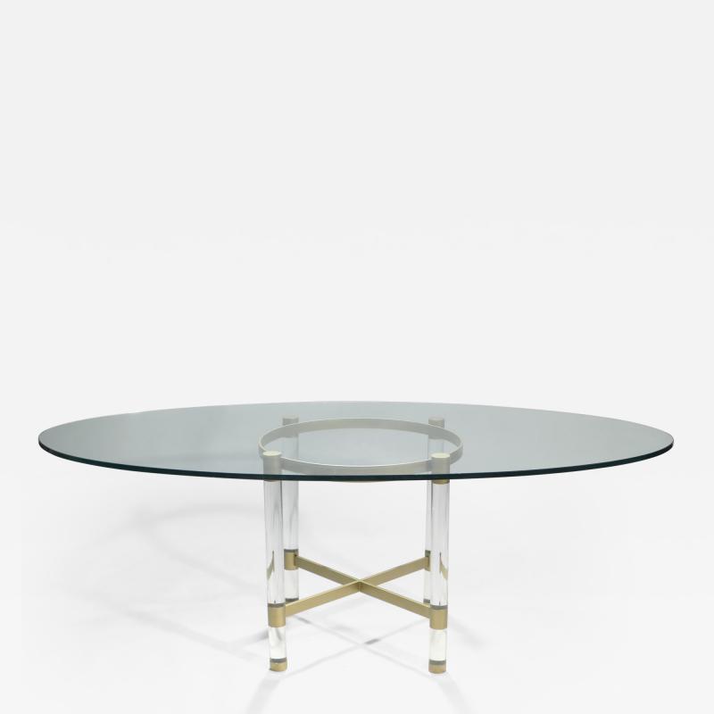 Sandro Petti Brass and lucite dining table by Sandro Petti for Metalarte 1970s