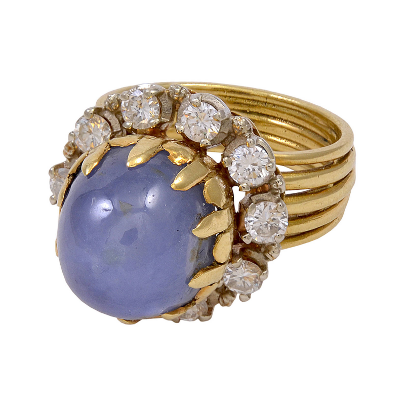 Sapphire Diamond Gold Cocktail Ring