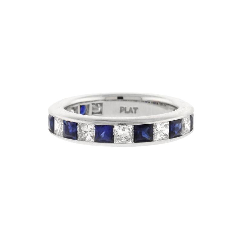 Sapphire and Diamond Channel Set Band Ring