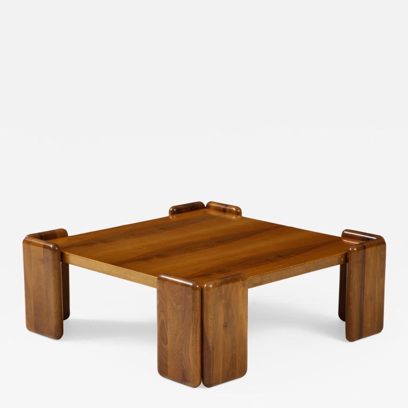 Sapporo Mobil Girgi Italian Walnut Low Square Coffee Table by Mobil Girgi 1970s