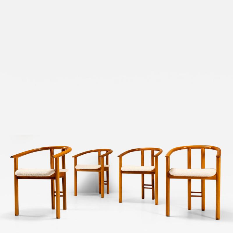 Sapporo Mobil Girgi Set of Four Rare Mobil Girgi Dining Chairs in Walnut Italy 1970s