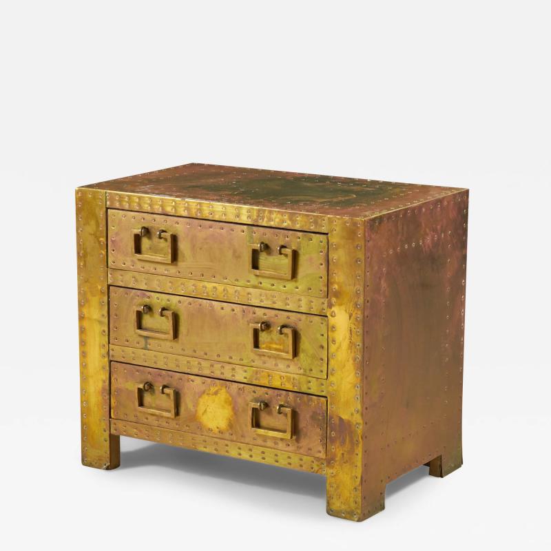 Sarried Ltd Sarreid Ltd Spanish High Style Brass Clad Strongbox Commode Bedside Table 2