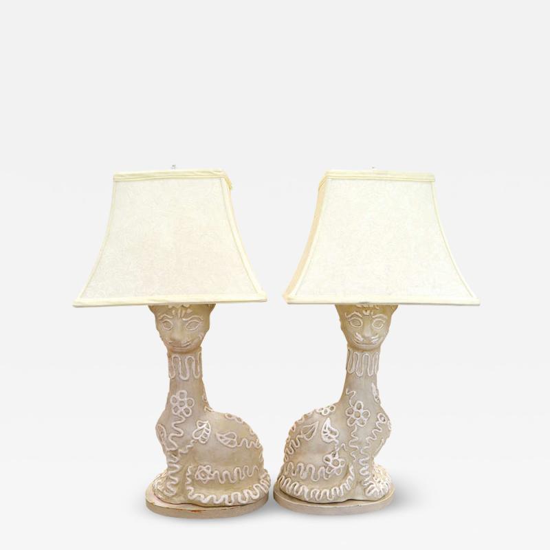 Sascha Brastoff Pair of Custom Cat Lamps