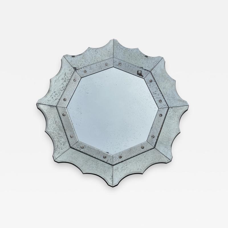 Scalloped Antiqued Glass Venetian Style Mirror