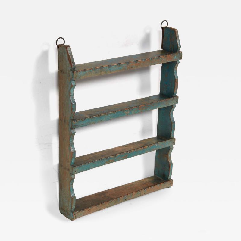 Scandinavian Blue Painted Spice Shelves