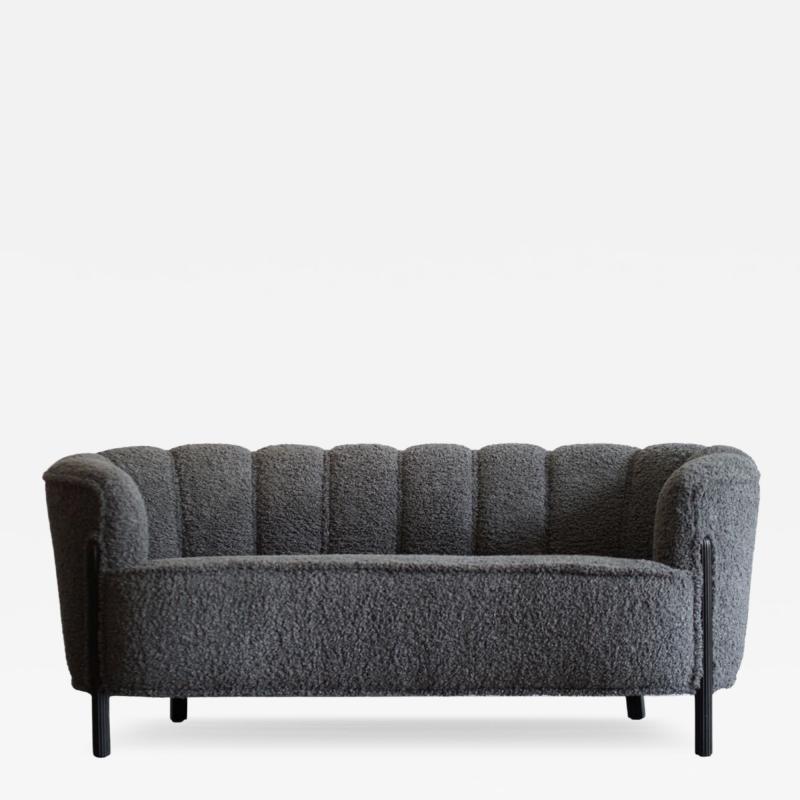 Scandinavian Cabinetmaker Loveseat in Charcoal Boucl Sweden C 1940s