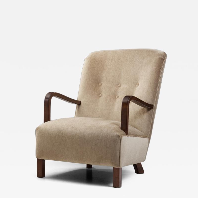 Scandinavian Lounge Chair with Wooden Frame Scandinavia 1930s