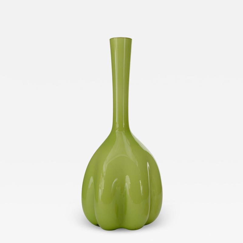 Scandinavian Mid Century Green Glass Bud Vase