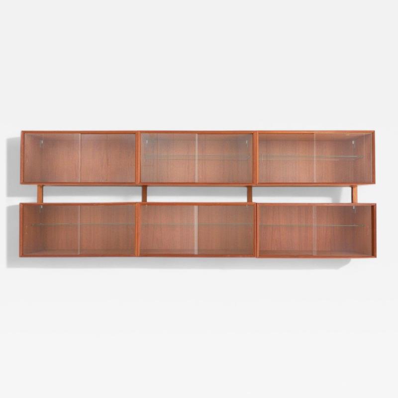 Scandinavian Mid Century Modern Wall Mounted Bookshelf Teak Norway 1967