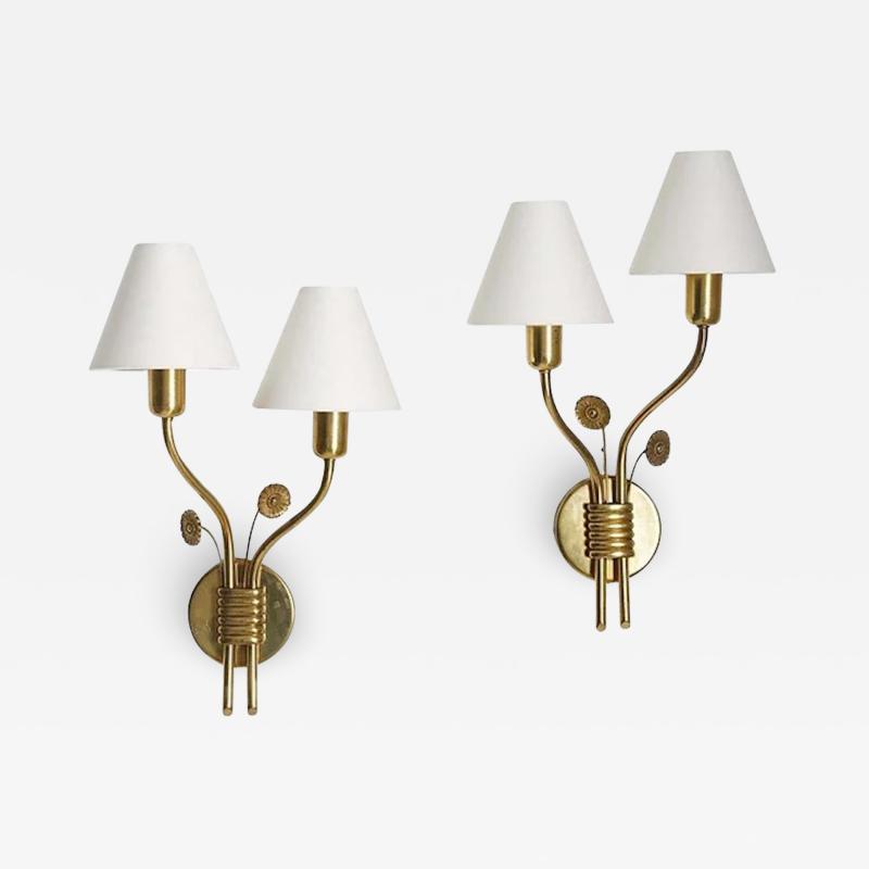 Scandinavian Mid Century Wall Lamps in Brass