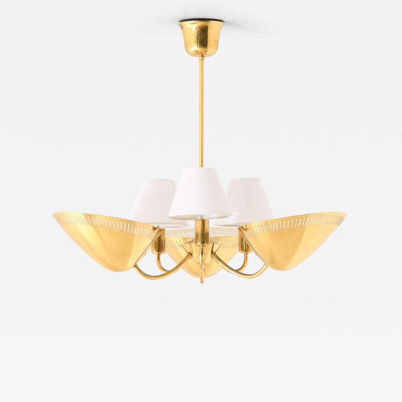 Scandinavian Modern Brass Ceiling Lamp in Gold and White 1950s
