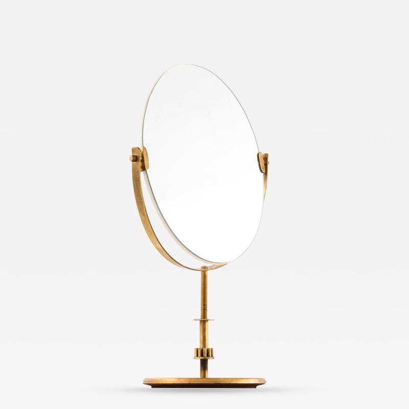 Scandinavian Modern Golden Table Mirror in Brass 1950s