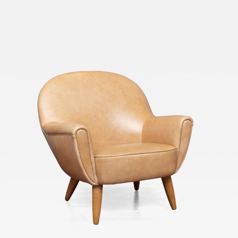 Scandinavian Modern Leather Lounge Chair