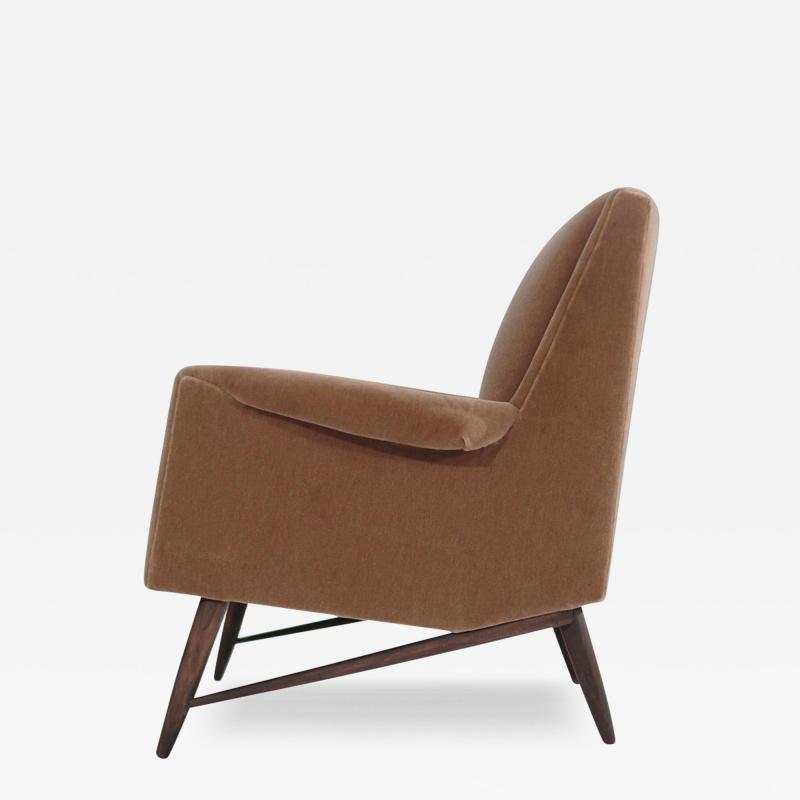 Scandinavian Modern Lounge Chair in Gold Mohair C 1950s