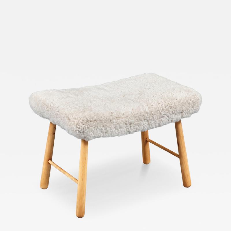 Scandinavian Modern Sheepskin Stool