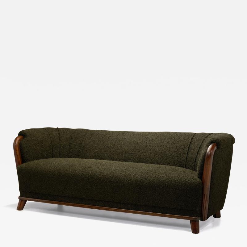 Scandinavian Modern Sofa with Dark Green Upholstery Scandinavia 1940s