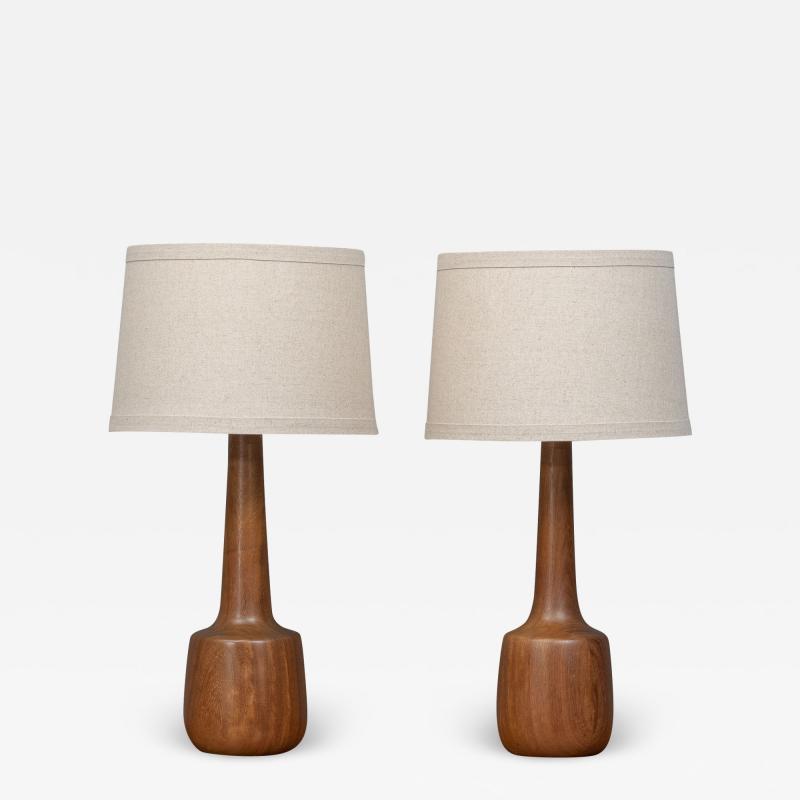 Scandinavian Modern Turned Teak Table Lamps
