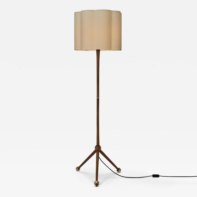 Scandinavian Modern Wood Floor Lamp with Tripod Base Scandinavia 1950s