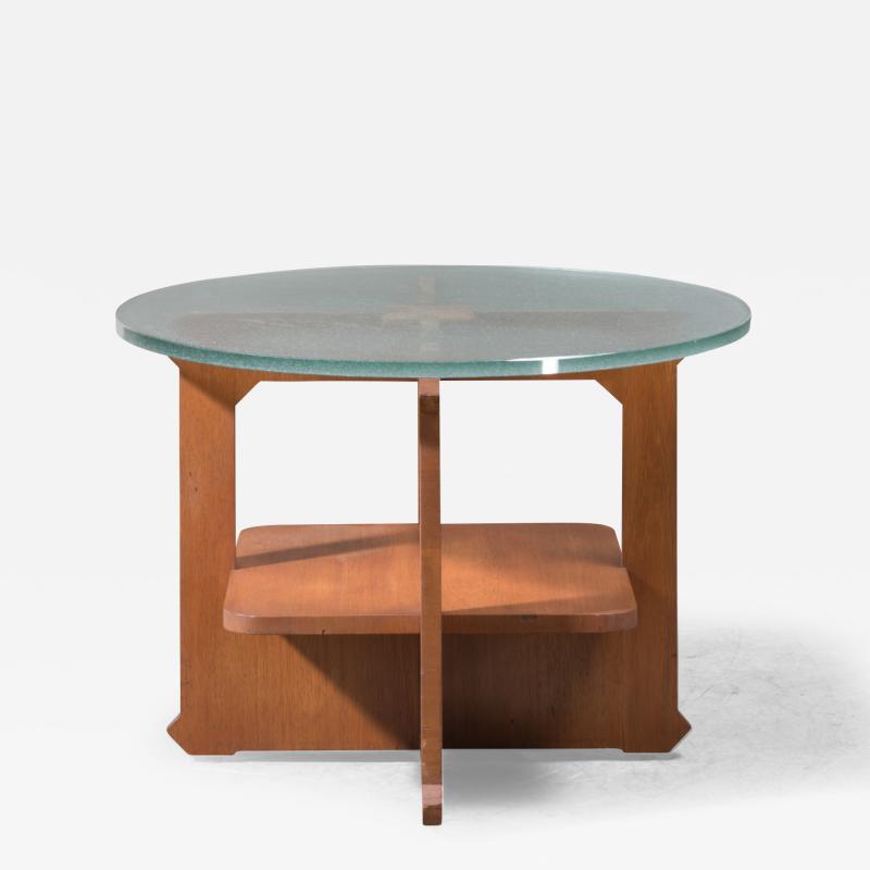 Scandinavian Modern coffee table with glass top