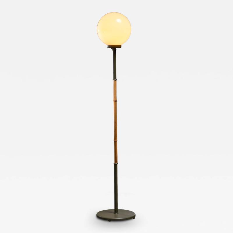 Scandinavian Modern metal and bamboo floor lamp