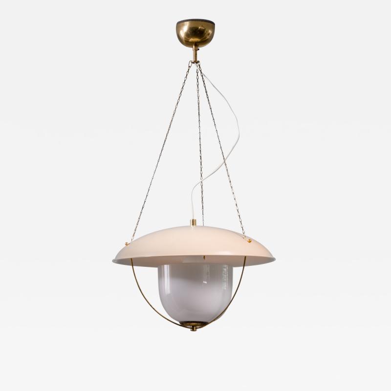 Scandinavian Modern metal and opaline glass pendant