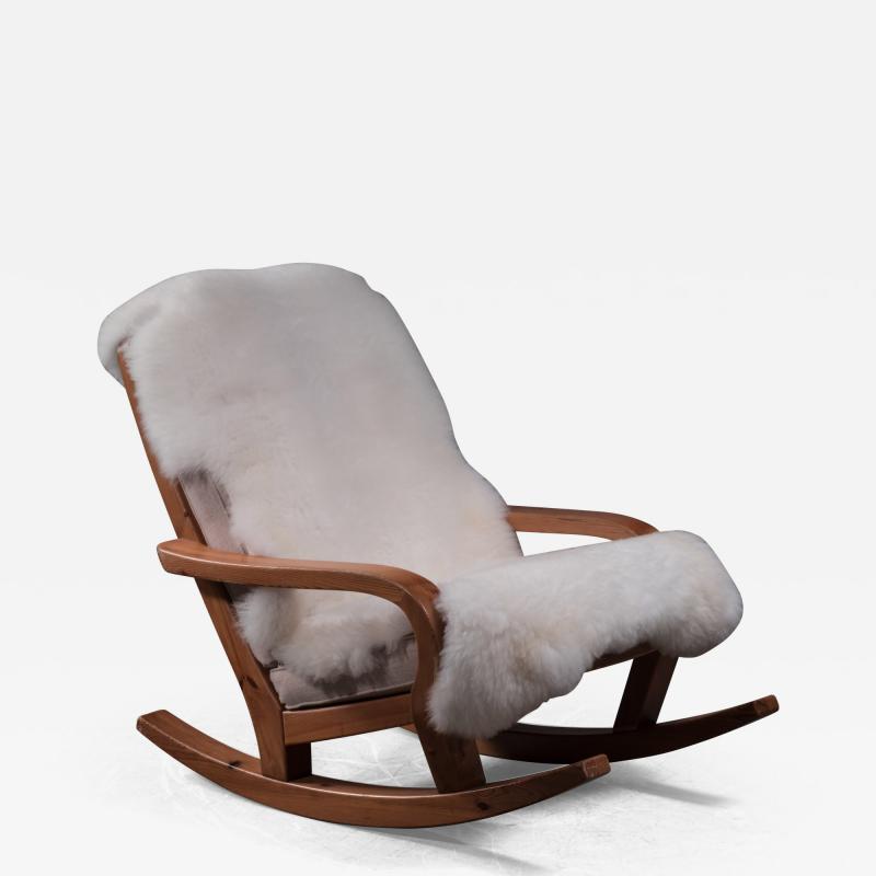 Scandinavian Modern pine rocking chair