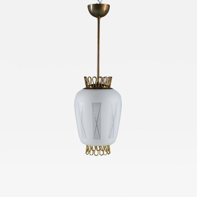 Scandinavian Pendant in Brass and Glass Swedish Modern Design 1940s