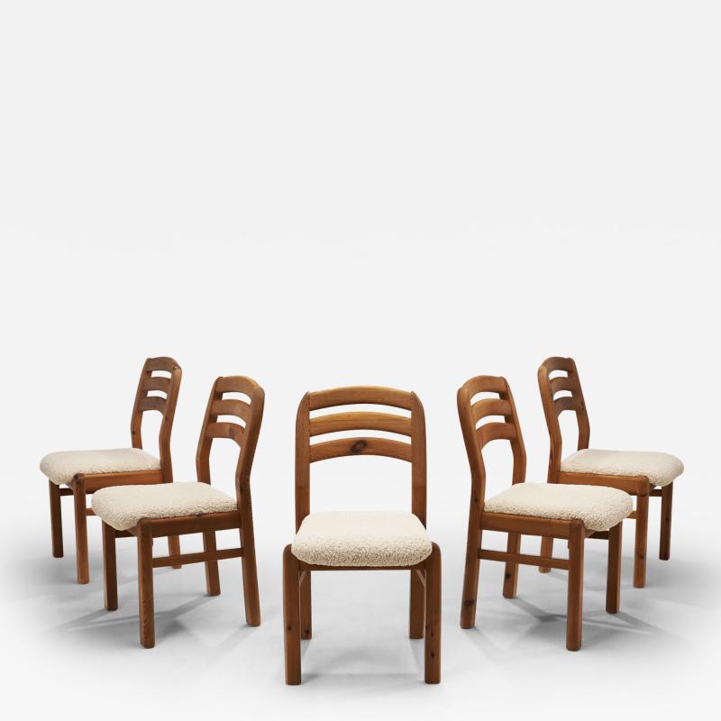 Scandinavian Pine Dining Chairs with Upholstered Seats Scandinavia 1990s