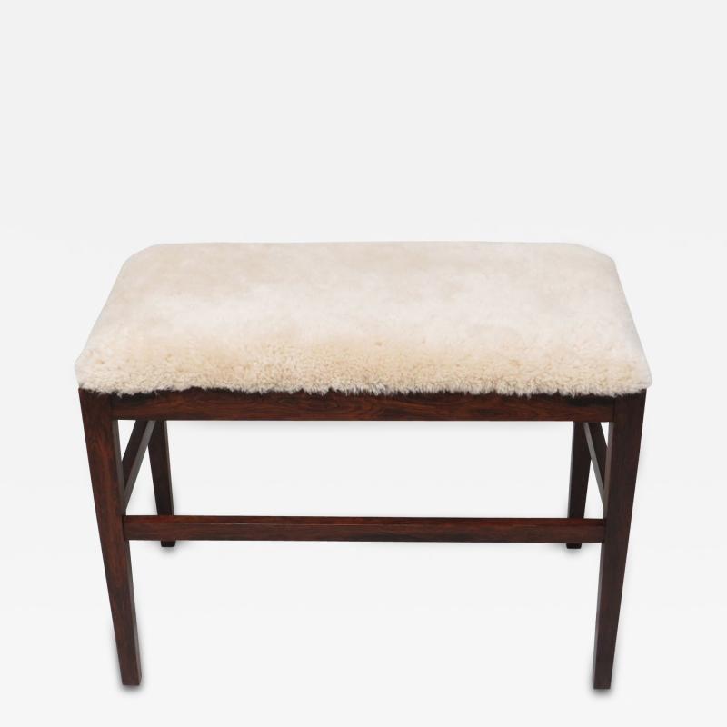 Scandinavian Rosewood Bench in Shearling