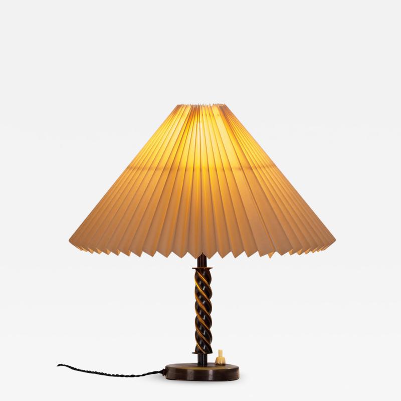 Scandinavian Table Lamp with Pleated Empire Lampshade Scandinavia ca 1940s