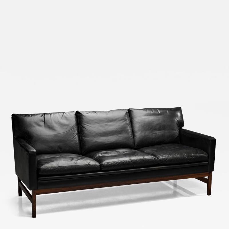 Scandinavian Three Seater Leather Sofa Denmark ca 1960s