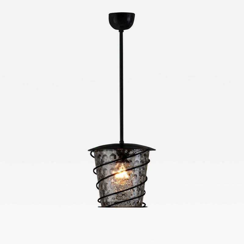 Scandinavian Tin and Glass Accent Ceiling Lamp Scandinavia 1920s