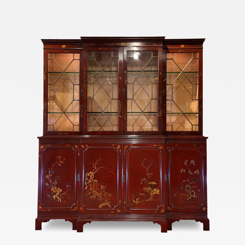 Scarlet Lacquer Chinoiserie Breakfront American Circa 1960