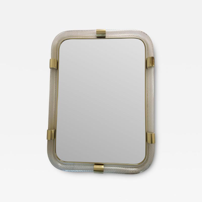 Scenographic Italian Torciglione Torchon Murano Glass Wall Mirror