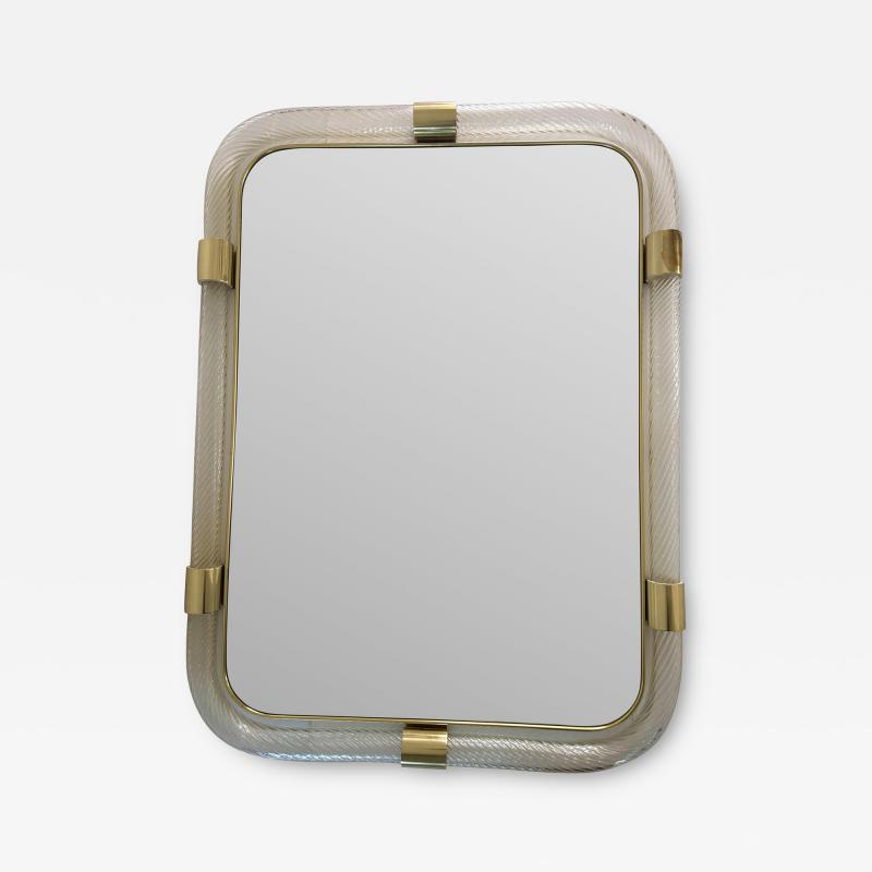 Scenographic Italian Torciglione Torchon Murano Glass Wall Mirror