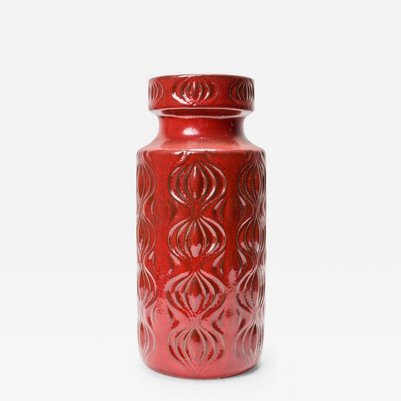 Scheurich West German Mid Century Onion Design Red Glazed Ceramic Vase
