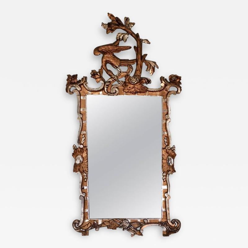 Schleswig Holstein 18th Century Giltwood Rococo Mirror with Ho Ho Bird