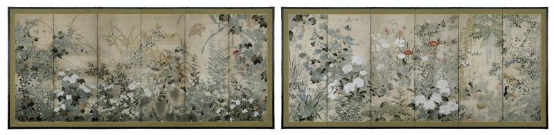 School of Ogata Korin Birds and Flowers of the Four Seasons early 18th century