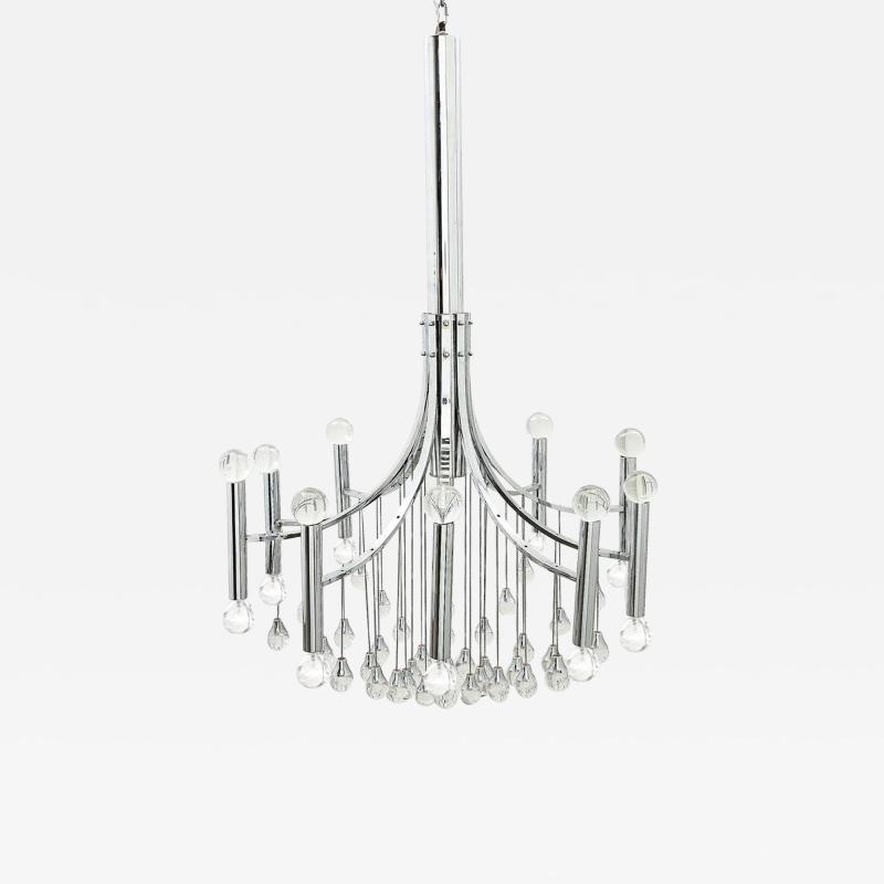 Sciolari Style Italian 1970s Gaetano Sciolari Style Chrome and Glass Ten Light Chandelier