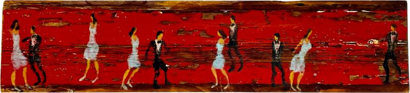 Scott Griffin Return to Red Carpet Canadian Folk Art Painting on Salvaged Wood