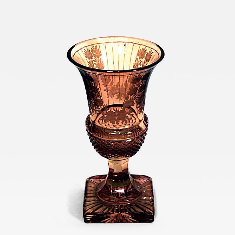 Scottish Victorian Amber Glass Urn