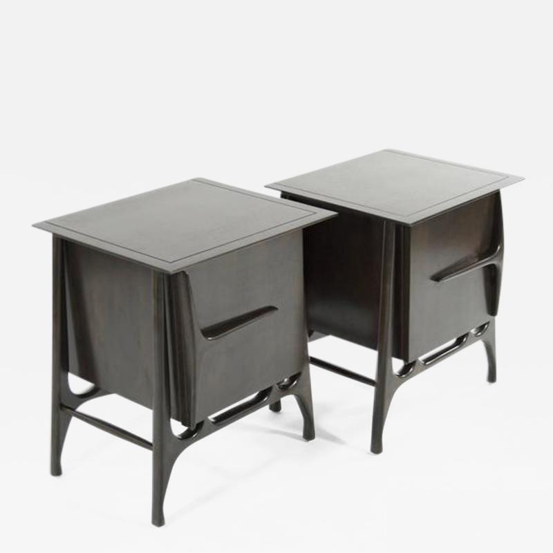 Sculpted Walnut End Tables