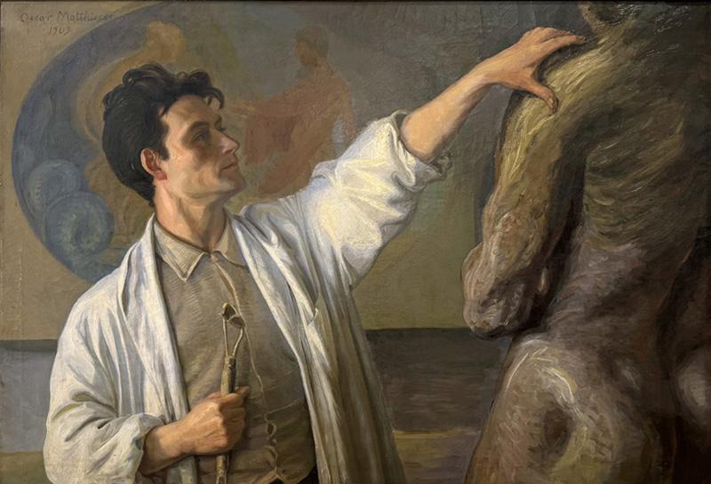 Sculpting the Nude Monumental Painting by Oscar Matthiesen 1861 1957 