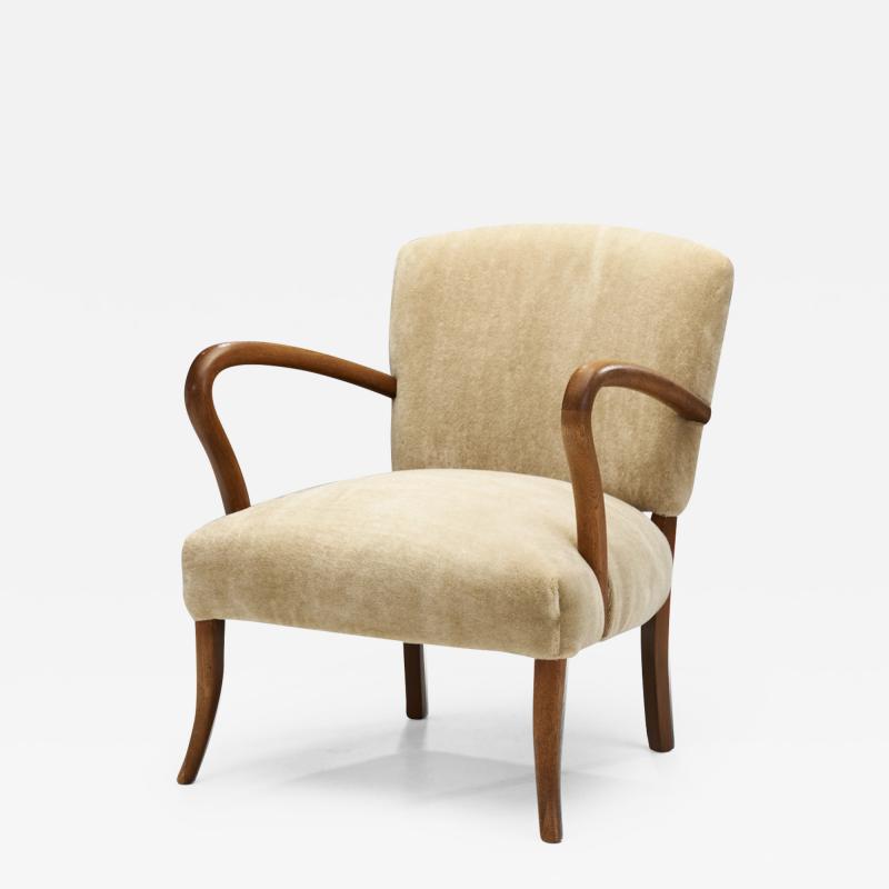 Sculptural Armchair with Curved Arms Europe ca 1950s