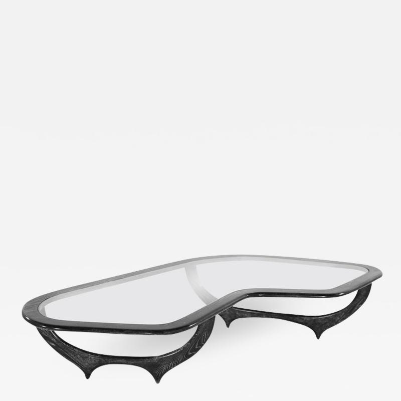 Sculptural Cerused Coffee Table Italy 1950s