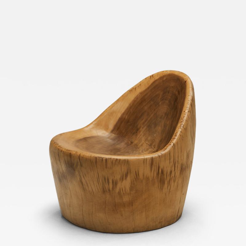 Sculptural Coconut Wood Chair Europe Second half of the 20th Century