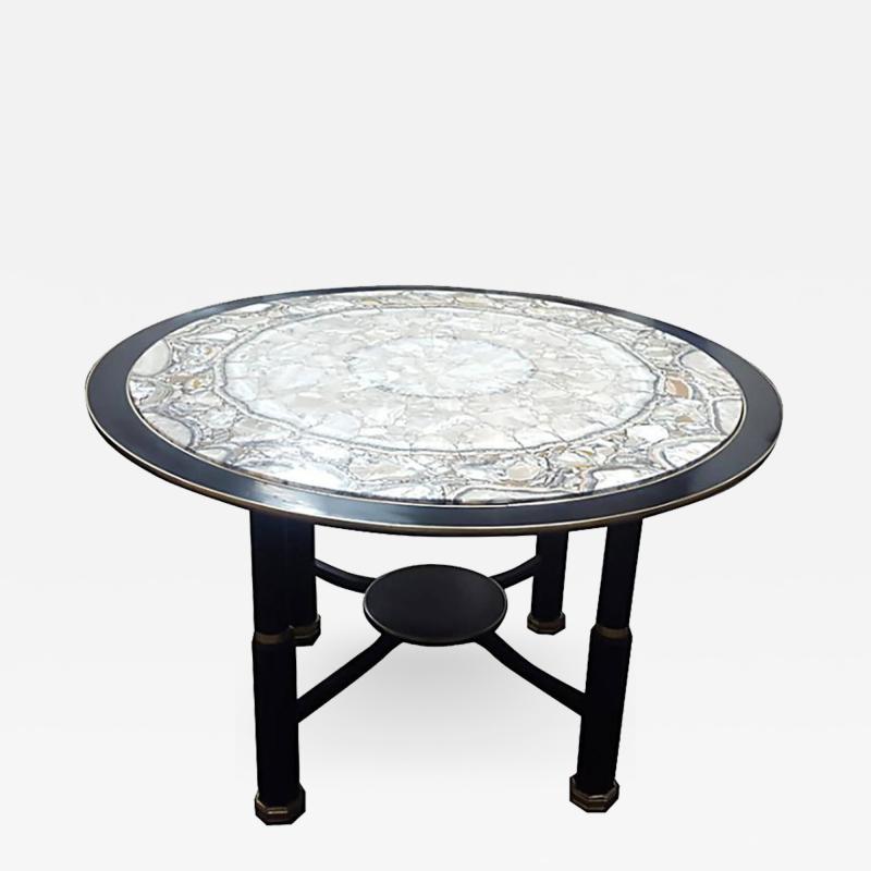 Sculptural Ebonized Bronze Mounted Center Table with Onyx Top