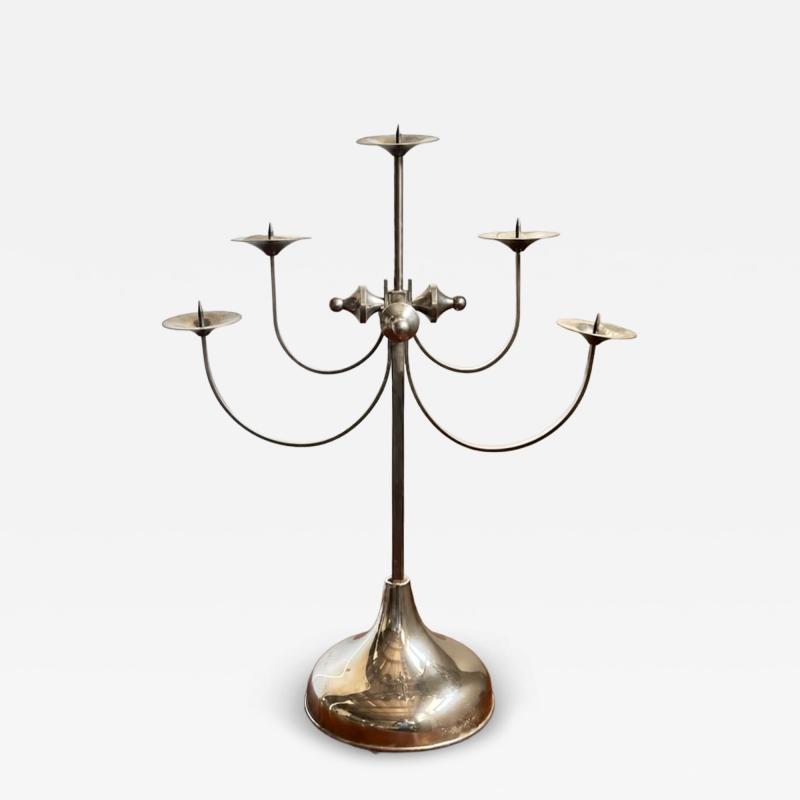Sculptural Five Arm Metal Candelabra Attila Demcsik Hungary circa 1980