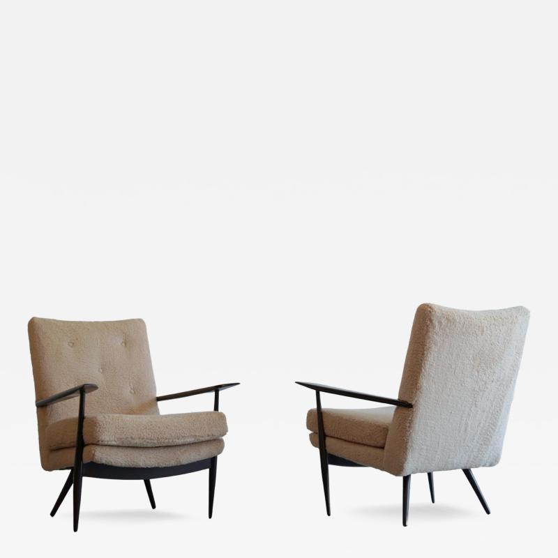 Sculptural Lounge Chairs in Teddy Wool C 1970s